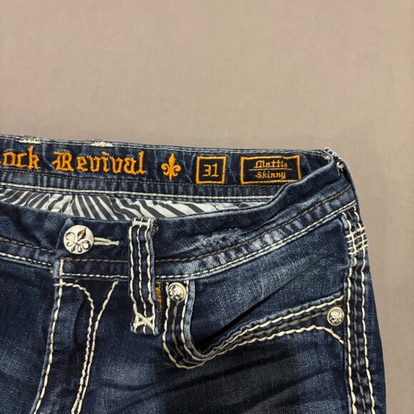 Rock Revival Jorts Jeans Shorts 31 34x8 Mattie Skinny Faded Pockets Y2K Grunge - Picture 2 of 6
